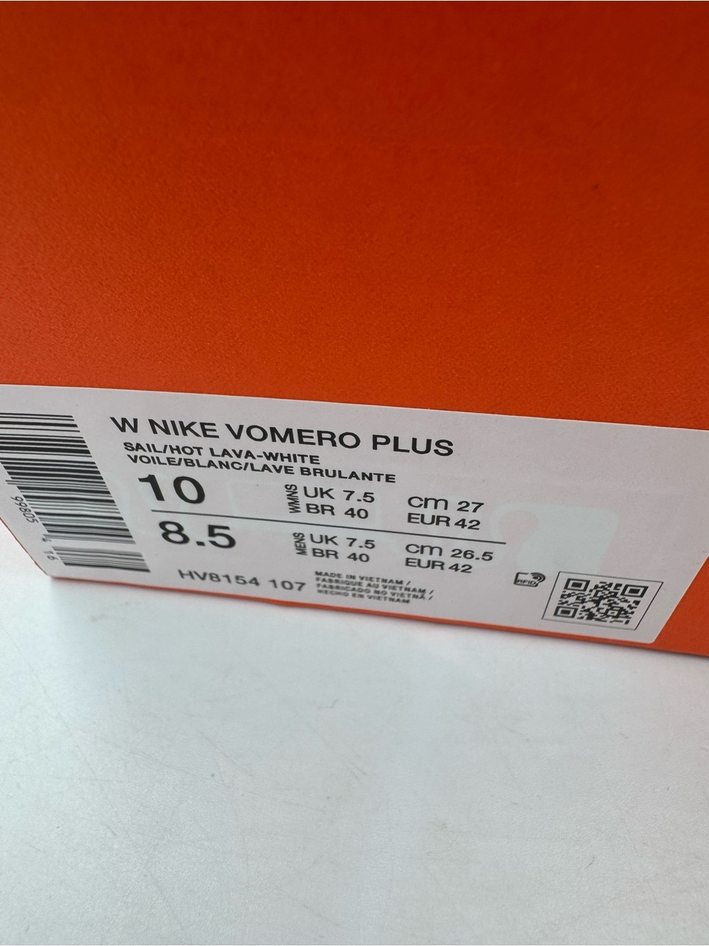 Nike Vomero Plus Sail Hot Lava BRAND NEW Size 10 Women - Picture 8 of 8